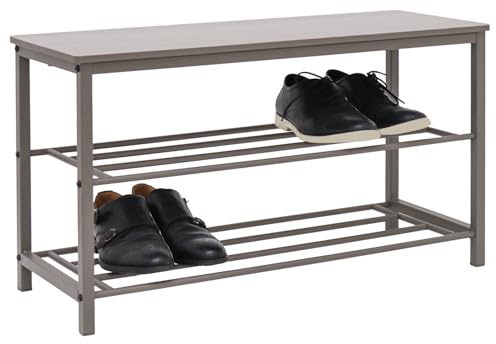 DuneDesign Schuhbank mit Sitzfläche Holz - 80x30x45 Schuhregal Metall - Schuhschrank mit Sitzbank - Schuhkommode Flur Bank mit Stauraum - Garderobenbank mit Schuhablage - Kindersitzbank für Garderobe
