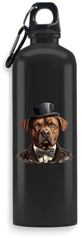 Red Pitbull Gentleman Noble Pet Art Portrait Water Bottle, Beverage Flask, Travel Bottle, Outdoor Sport Bottle