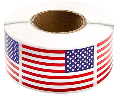 Decal bandiera americana, adesivi bandiera americana | 1,2x2 pollice US Flag Sticker Sticker - 250 per rotolo di badge adesivo per finestra automobilistica scaffali paraurti veicoli