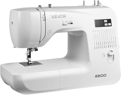 VEVOR Macchina da Cucire Computerizzata con 60 Applicazioni di Punti, Schermo LED Pedale, Robusta Struttura in Metallo, Macchina da Cucire Digitale con Motore Potente per Lavori Artigianali, Bianco