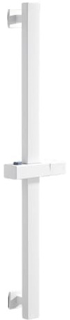 Mozzeilee Barre de douche carrée 60 cm, montage mural, angle et hauteur réglables, rotation à 360°, support de pommeau de douche en acier inoxydable SUS304 résistant à la rouille (blanc)