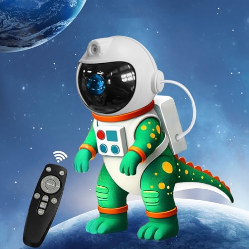 TABKSOLA Proiettore Galaxy con dinosauro astronauta, 8 modalità di luce, timer e telecomando, ideale per camera da letto, regalo perfetto per bambini e adulti (verde)