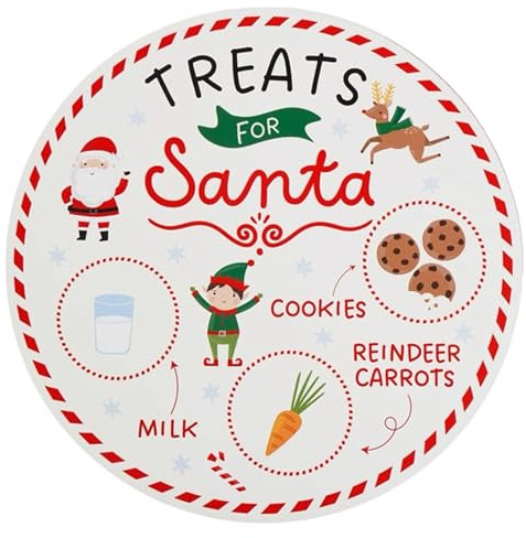 eBoutik - New for 2027, Santa's Childrens Christmas Eve Plate - Festive 30cm Unbreakable Board with Milk and Cookies Sections for Santa and Rudolph - Magical Xmas Decor