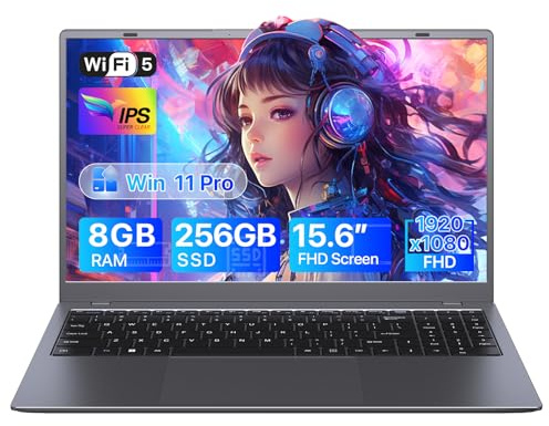 SHBIV 15.6 Inch Laptop Computer, Pentium Gold Processor (Up to 3.4GHz), 8GB RAM, 256GB SSD, 1080P IPS FHD Display, WIFI5, BT5, Type-C, USB 3.2, HDMI, Office Suite, Win11 Laptop for Business & Students