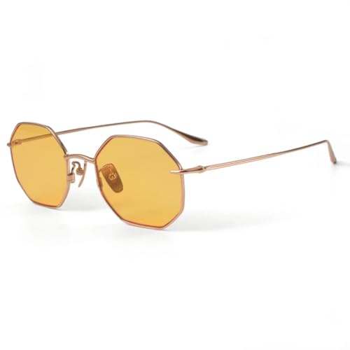 FORLUZ Quality Trendy Polygon Sunglasses Men Women Retro Sun Glasses Uv400 Stylish Ultralight(Rose Gold)