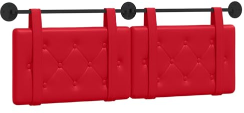 vidaXL Hängendes Kopfteil Rot Kunstleder, Elegantes modernes Kopfteil, rechteckiges Design, Wandmontage, gepolsterte Rückenlehne, minimalistisches Schlafzimmerdekor