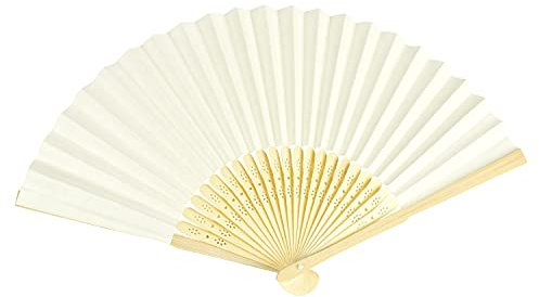 VON LILIENFELD Fächer Bella Hochzeitsfächer Deko Klappfächer Papierfächer Bambusstäbe creme