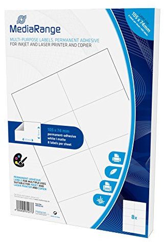 MediaRange Universal-Etiketten, stark haftend, 105x74mm, weiß, 400 Etiketten
