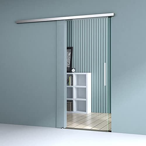 Durovin 775 * 2050mm Internal Sliding Glass Door - Clear Glass - Bar Handle - with Track 5ft for Bathrooms Kitchens Living Room Bedroom