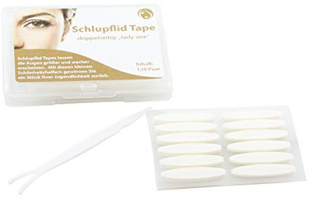 SCHLUPFLID TAPE® doppelseitig Größe L - lady size 120 Paar (240 Stück) - Augenlidlifting ganz ohne OP! Augenlid Streifen gegen Schlupflider (24h Halt, wasserfest, hautfreundlich)