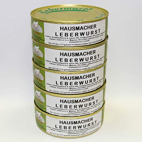 Hausmacher Leberwurst 5x200g Dosenwurst/ Wurstkonserven, Vorteilsset, Vorratsset, Landmetzgerei Sandritter