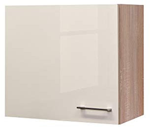 Flex-Well Hängeschrank Nepal - Küchenschrank - 1-türig - Breite 60 cm - Creme glänzend/Eiche Sonoma