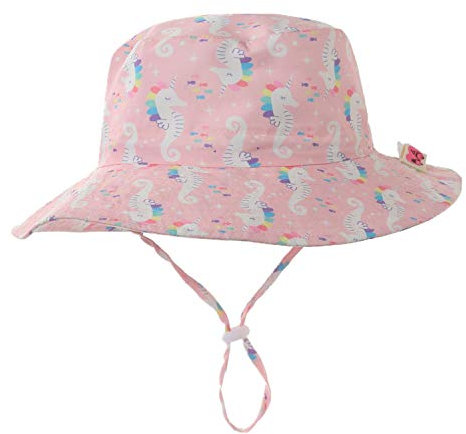 Home Prefer Mädchen Kinder upf50 + Safari Sonnenhut Breath Bucket hat Sommer Spielen hat vorschlagen XL: (54cm / 21,3” Girth) suggerieren 4t-8t Seepferdchen