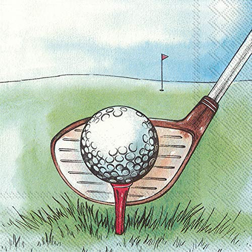 Boston International C863600 IHR 3-Ply 20-Count Cocktail-Papierservietten für Getränke, Papier, I Love Golf