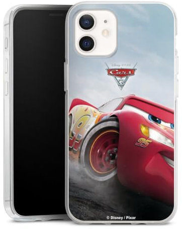 Silikon Hülle kompatibel mit Apple iPhone 12 Case transparent Handyhülle Lightning McQueen 95 Offizielles Lizenzprodukt Cars