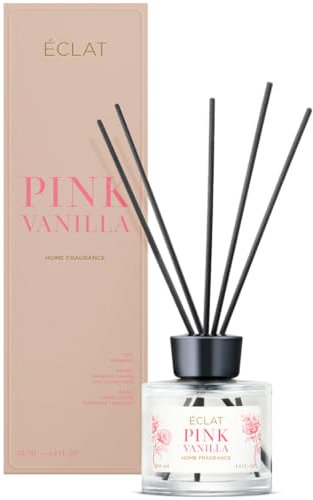 ÉCLAT Pink Vanilla Raumduft - langanhaltender Lufterfrischer mit hochwertigen Inhaltsstoffen - 130 ml - mit Filzstäbchen