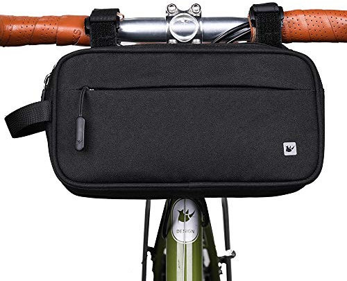 Rhinowalk Bike Bag,Exercise Bike Handlebar Bag Waterproof Multifunctional Messenger Bag Frame Front Accessories Black