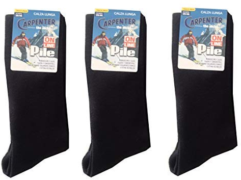 Carpenter 10 Paia Calze Calzini Uomo Lunghi Pile - Termiche Tinta Unita Sci (Nero)
