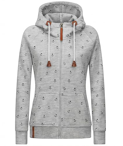 Newbestyle Manches Longues à Capuche Veste Femmes Hoodie Sweat Veste à Capuche Sweat Hauts Pull à Capuche Pull avec Fermeture éclair,Light Grey,S