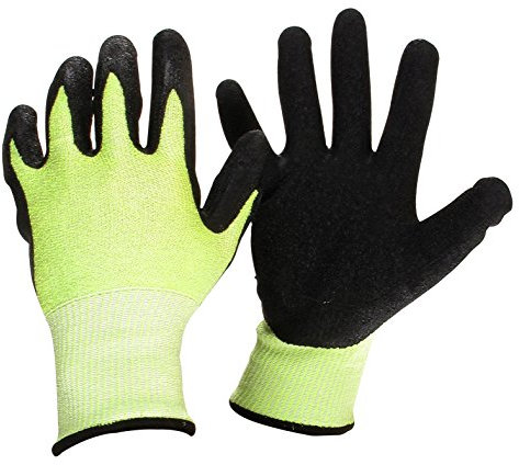 Gants Anti-Vibration - Paire de Gants de Travail en Fibre de Verre et Spandex - Taille 10/L, Noir-vert Fluo