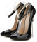 16CM/6,30IN Frauen einfarbig spitz sexy Stiletto High Heels Sandale Pumps Damen High Heels sexy Pole Dancer Stripper Ferse Stiletto Party Sandalen,Schwarz,46 EU
