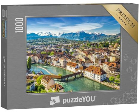 puzzleYOU: Puzzle 1000 Teile „Blick auf den Pilatus und das historische Stadtzentrum von Luzern, Schweiz“ – aus der Puzzle-Kollektion Schweiz