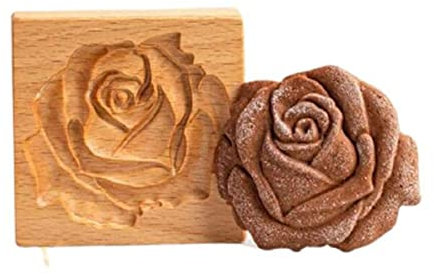 Geschnitzte hölzerne Ausstechform für Kekse, Lebkuchen, Keksstempelformen für Springerle, Tragacanth, Marzipan, russische Pryanik, Lebkuchen und Tirggel (ROSE-B)