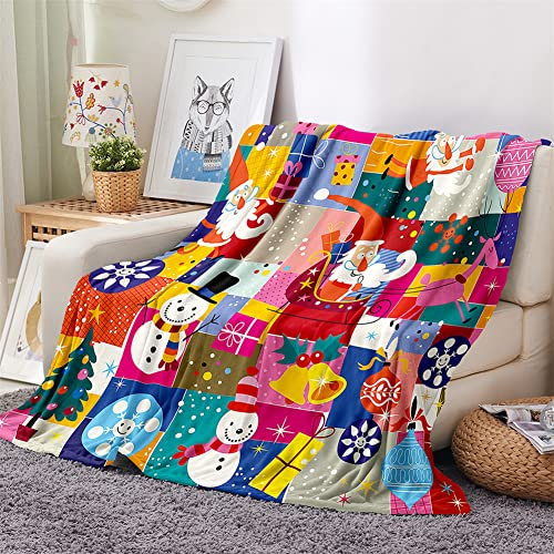 FANSU Plaid Couverture Polaire Flanelle, 3D Hiver Chaude Douce Moelleuse Microfibre Couverture de Lit Couvre-lit Jeté de Canapé, Convient Adulte et Enfant (Patchwork,80x120cm)