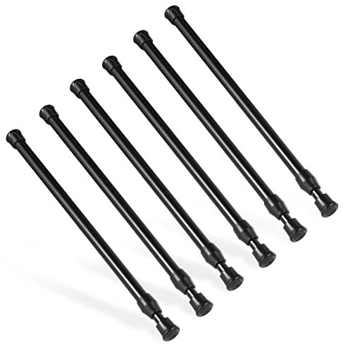 6 Stück Teleskopstange, Goowin 25-40cm Spannstange ohne bohren, rostfreie Feder, kleine Spannstange, verstellbare Spannstange für Schrank, Küche, Schrank, Kleiderschrank, Bücherregal (schwarz)