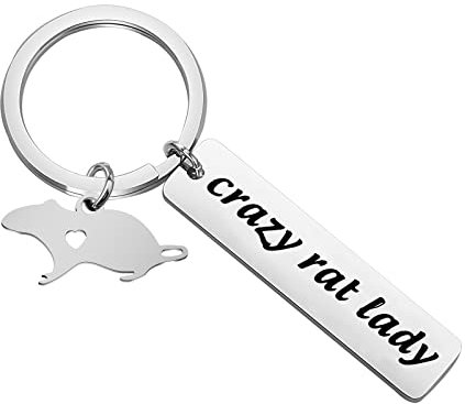 YSOMY Ratten-Schlüsselanhänger mit verrückter Ratten-Dame, Schlüsselanhänger, Rattenliebhaber, Geschenke für Frauen, Ratten, Mutter, Geschenk