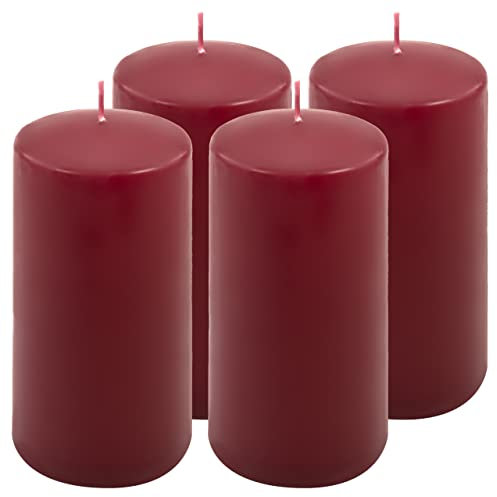 Stumpenkerze weinrot Höhe 15 cm Ø 7,5 cm lange Brenndauer Rund-Kerze Säulenkerzen Kerzen-Deko Tafelkerzen Weihnachts-Kerzen Hochzeit (4)