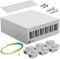 HB-DIGITAL Panneau de brassage à 6 ports 1 HE 6 x CAT 6a RJ45 Module Keystone Jack - Certifié GHMT - Entièrement blindé STP 10 Gbps - Compatible avec les câbles de pose - Câble réseau LAN - Gris clair