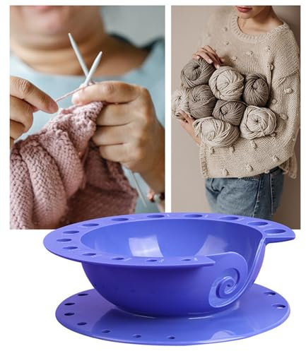 Handgefertigte Garnschale, MKNZOME 6,1'' Garnschale Plastik Tragbarer Wollschale Garn Schüssel Woll Stricken Schalen mit Geschnitzte Löcher und gebohrte Löcher für Strickende Häkeln