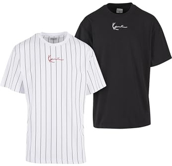 Karl Kani Herren KM222-101-2 KK 2-Pack Pinstripe + Essential Tee White/Black, L