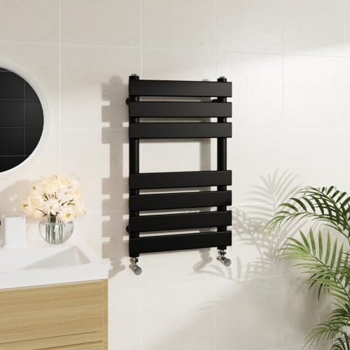 Warmehaus Minimalist Bathroom Flat Panel Heated Towel Rail Radiator Rad Black 650x400mm - Modern Central Heating Space Saving Radiators - Perfect for Bathrooms