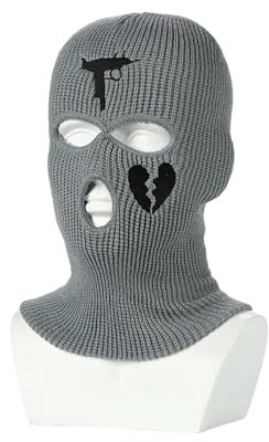 RUDFUZ Winter Warme Unisex Sturmhauben Maske Hut Stickerei 3 Löcher Voll Gesichts Maske Gestrickt Radfahren Ski Snowboard Hut Mütze Kinder Geschenk