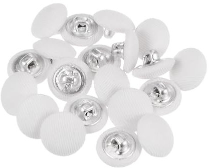 QUARKZMAN 20 Stück Knöpfe mit Stoffüberzug 11,5mm Runder Metallschaft Ösen Stoffknöpfe mit Stoff bezogen Nähknöpfe Vintage Ösenknöpfe für Anzüge Kleider Blusen Bastel DIY, Weiß