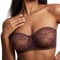 DOBREVA Women's Strapless Bras See Through Sheer Lace Non Padded Underwired Multiway Bra Hazelnut 36C