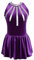 MACITA Damen Eiskunstlaufkleid Mode Blumen Eiskunstlauf Tanzkleid Anzug Erwachsene Ballett Gymnastik Performance Kostüm Lila XL