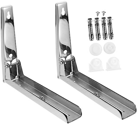 IMIKEYA Stainless Steel Microwave Oven Shelf Rack Wall Mount Bracket Over Microwave Storage Foldable Shelf Built Compatible