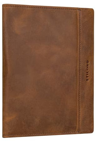 STILORD 'Bernhard' Porte-Documents A5 en Cuir Business Organisateur de Conférence Porte-Document en Cuir Véritable Pochette, Couleur:seppia - Marron