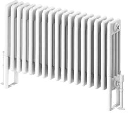 Utopia Horizontal Traditional 4 Column Radiator, 600mm x 785mm, Quadruple Round Bar Cast Iron Style, Central Heating Rad – White