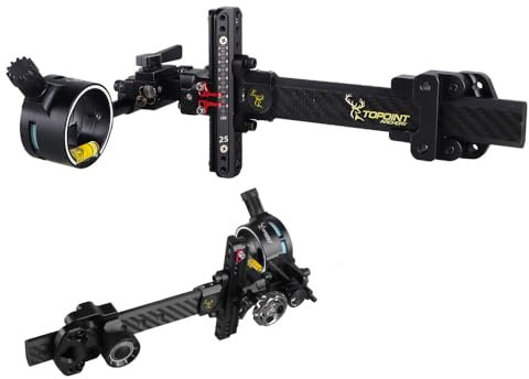 SHARROW Bogenschießen Compound Bogenvisier 6 Carbon Fiber Extension Bar 1 Pin Aluminium Mikroverstellbare Bogen Visier TX9610 mit 4X 6X 8X Linse für Zieljagd Schießen (nur Bogenvisier)