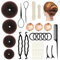 Donut Hair Bun Maker Set, 39 Stück Frisurenhilfe Set, Haarstyling Duttkissen,Frisuren Zubehör mit Duttmatte, Haarknotenmacher, Haarnetz, Elastischen Haarband, Haarnadeln für Damen