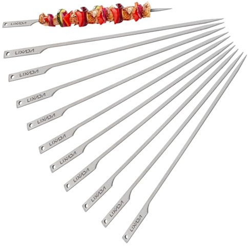 Lixada Spiedini alla Griglia, 10 pz 10 Pollici Piatto Ti Barbecue spiedini all'aperto Cortile Picnic Barbecue grigliate spiedini Kabob Barbecue bastoni