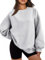 Famulily Womens Fleece Tops Winter Fashion Crewneck Long Sleeve Pullover Sweatshirt Teen Girl Clothes Gray XL