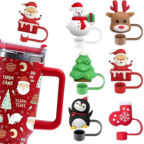 Glvomazty Set di Coperture per Cannucce in Silicone, 6 Cannuccia per Tappi di Polvere, Punte per Cannuccia Accessori Decorativi Compatibili con la stanlley Cup