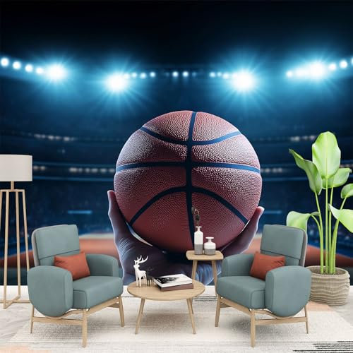 Art Photo Mural Basketball Stadium 150 x 105 cm Child Non-Woven Premium Print Fleece Wall Mural Decoration Poster Picture Design Modern Living Room Bedroom Wallpaper