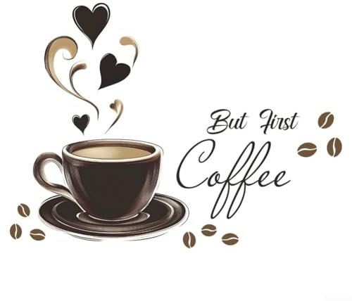 Entgoinggo Calcomanía de pared con letrero de taza de café, té, calcomanía de vinilo para cocina, restaurante, pub, decoración, cafetería, tienda, oficina, comedor, decoración de pared