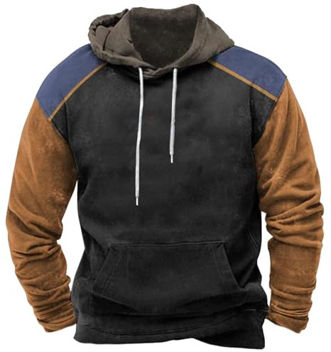 Herren-Pullover, Halloween-Pullover, schwarzer Kapuzenpullover 2024, lässig, modisch, locker und trendig, 3D-Druck, langärmelig, Kapuzen-Sweatshirt, gold, XL